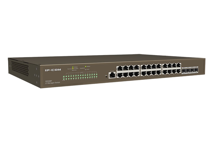IP-COM G5328F Switch di rete Gestito L3 con 24 Porte Gigabit Ethernet (10/100/1000) e 4 Porte SFP, Console Inclusa, Montaggio Rack, Certificato CCC, FCC, CE, RoHS
