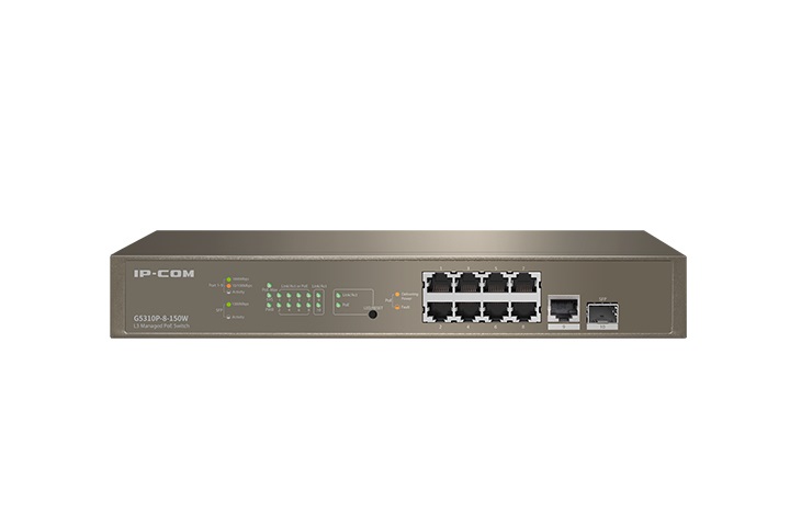 IP-COM G5310P-8-150W Switch di rete Gestito L3 con 9 porte Gigabit Ethernet (10/100/1000) e 1 porta SFP, Supporto Power over Ethernet (PoE) fino a 130W
