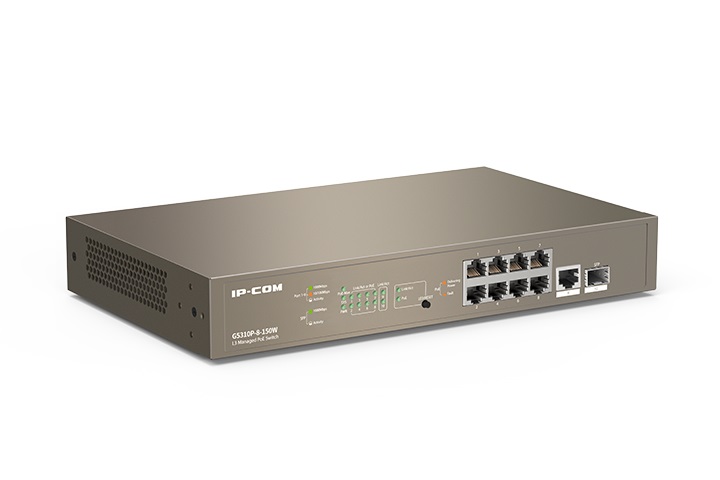 IP-COM G5310P-8-150W Switch di rete Gestito L3 con 9 porte Gigabit Ethernet (10/100/1000) e 1 porta SFP, Supporto Power over Ethernet (PoE) fino a 130W
