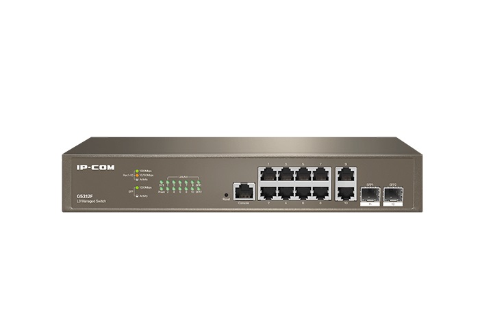 IP-COM G5312F Switch di rete Gestito L3 Gigabit Ethernet 10x10/100/1000 2 SFP, Montaggio Rack 1U in Metallo