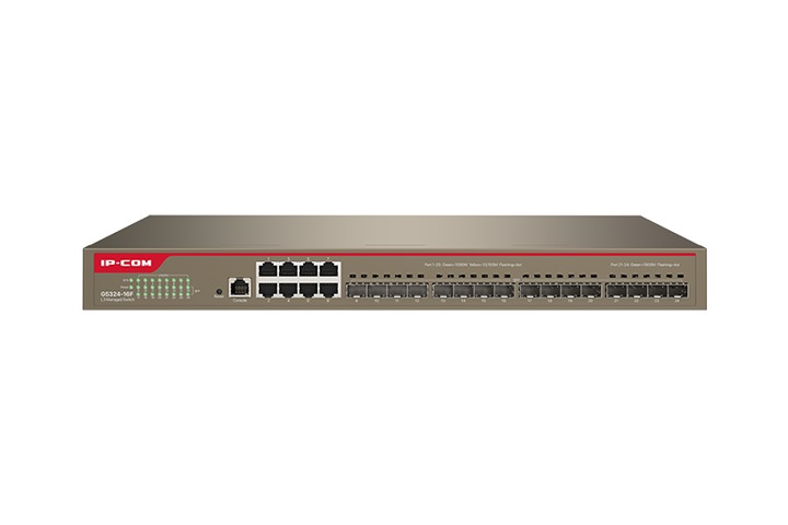 IP-COM G5324-16F Switch di rete Gestito L3 con 8 porte Gigabit e 16 porte SFP, Montaggio Rack, Grigio