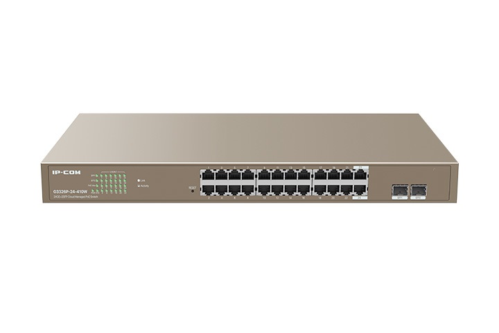 IP-COM G3326P-24-410W Switch PoE Cloud Managed 24 Porte Gigabit Ethernet 2 SFP, Gestito L2, Capacità di Commutazione 48 Gbit/s