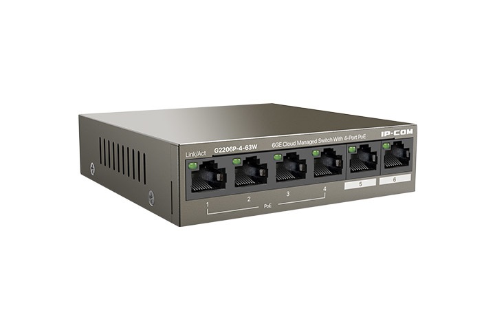 IP-COM G2206P-4-63W Switch di rete Gestito PoE Gigabit Ethernet con 4 porte PoE e 2 porte uplink