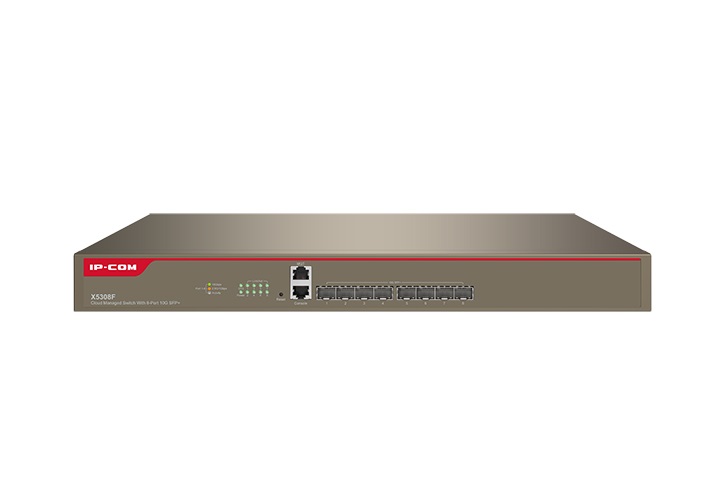 IP-COM Networks X5308F Switch di rete Gestito L3 8 Porte SFP 10G Base-X, 2 Porte RJ-45, Supporto Power over Ethernet (PoE), Rack 1U, Grigio