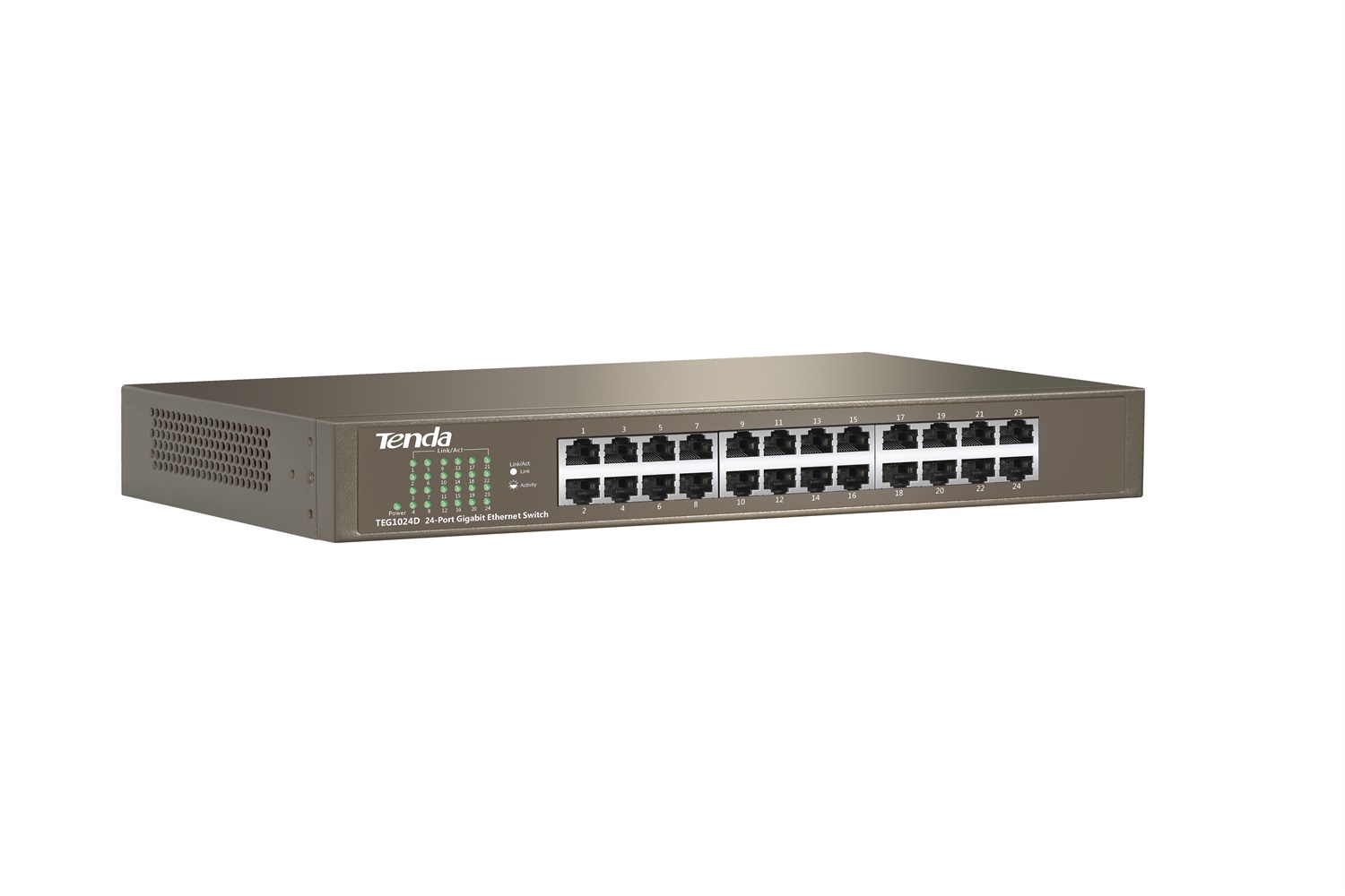 Tenda TEG1024D Switch Ethernet 24 Porte Gigabit Non Gestito, 10/100/1000 Mbps, Montaggio Desktop/Rack, Protezione Fulmini, Funzionamento Silenzioso