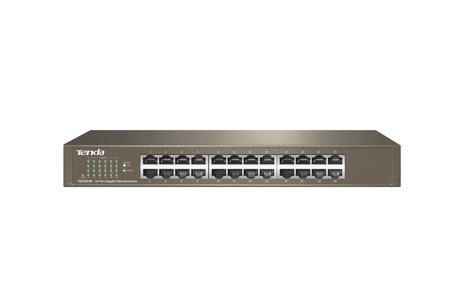Tenda TEG1024D Switch Ethernet 24 Porte Gigabit Non Gestito, 10/100/1000 Mbps, Montaggio Desktop/Rack, Protezione Fulmini, Funzionamento Silenzioso