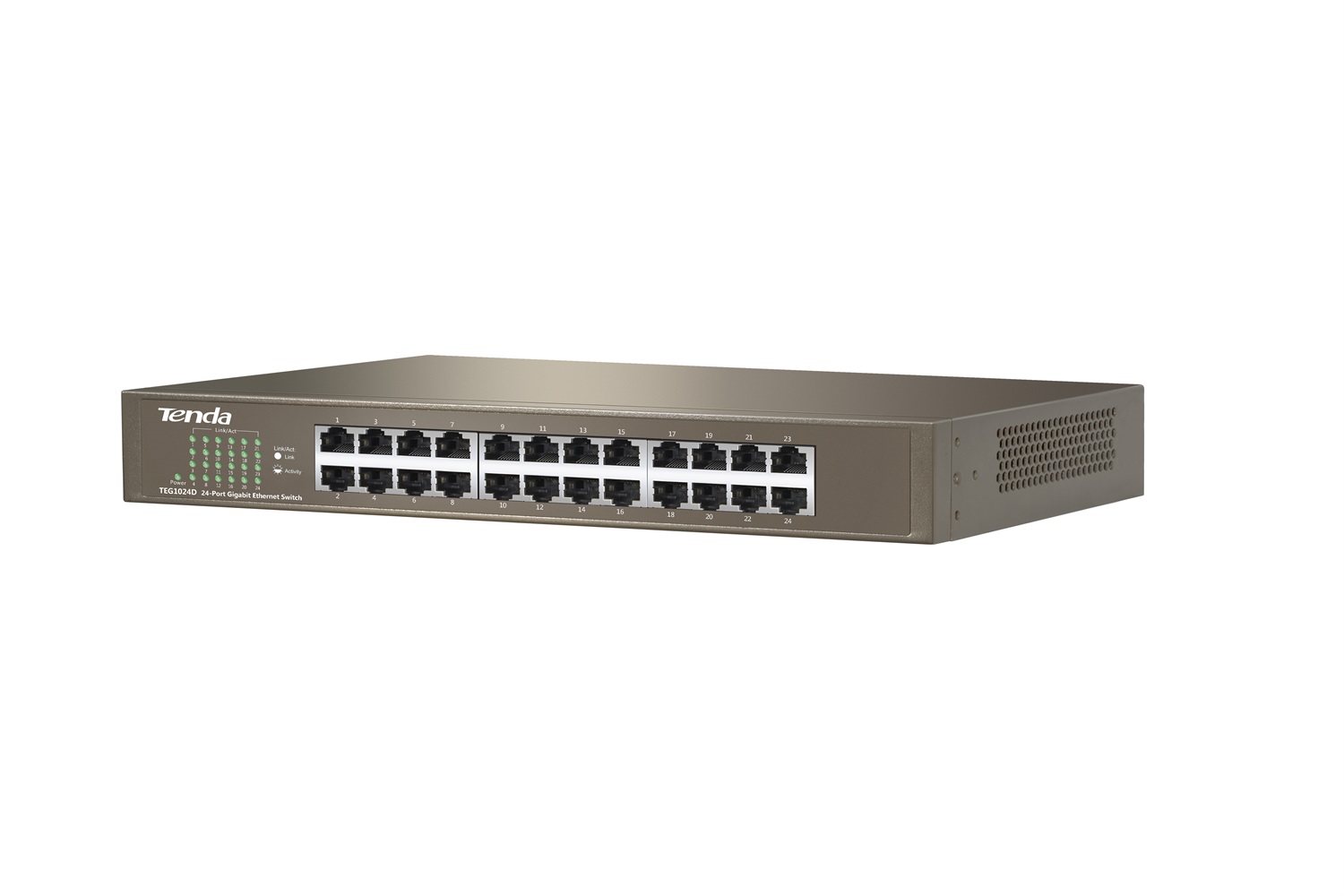 Tenda TEG1024D Switch Ethernet 24 Porte Gigabit Non Gestito, 10/100/1000 Mbps, Montaggio Desktop/Rack, Protezione Fulmini, Funzionamento Silenzioso