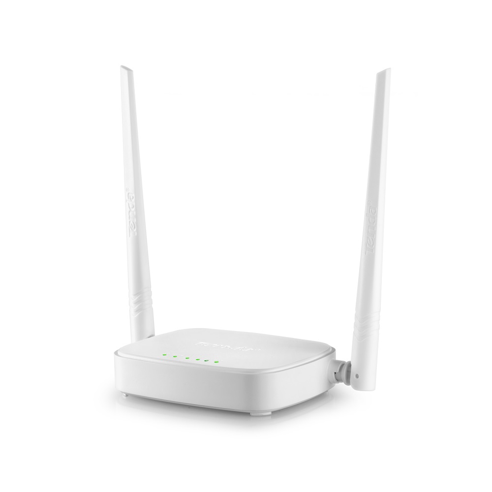 Tenda N301 Router Wireless N 300Mbps, Singola Banda 2.4GHz, 4 Porte LAN, 2 Antenne Fisse da 5dBi, Bianco