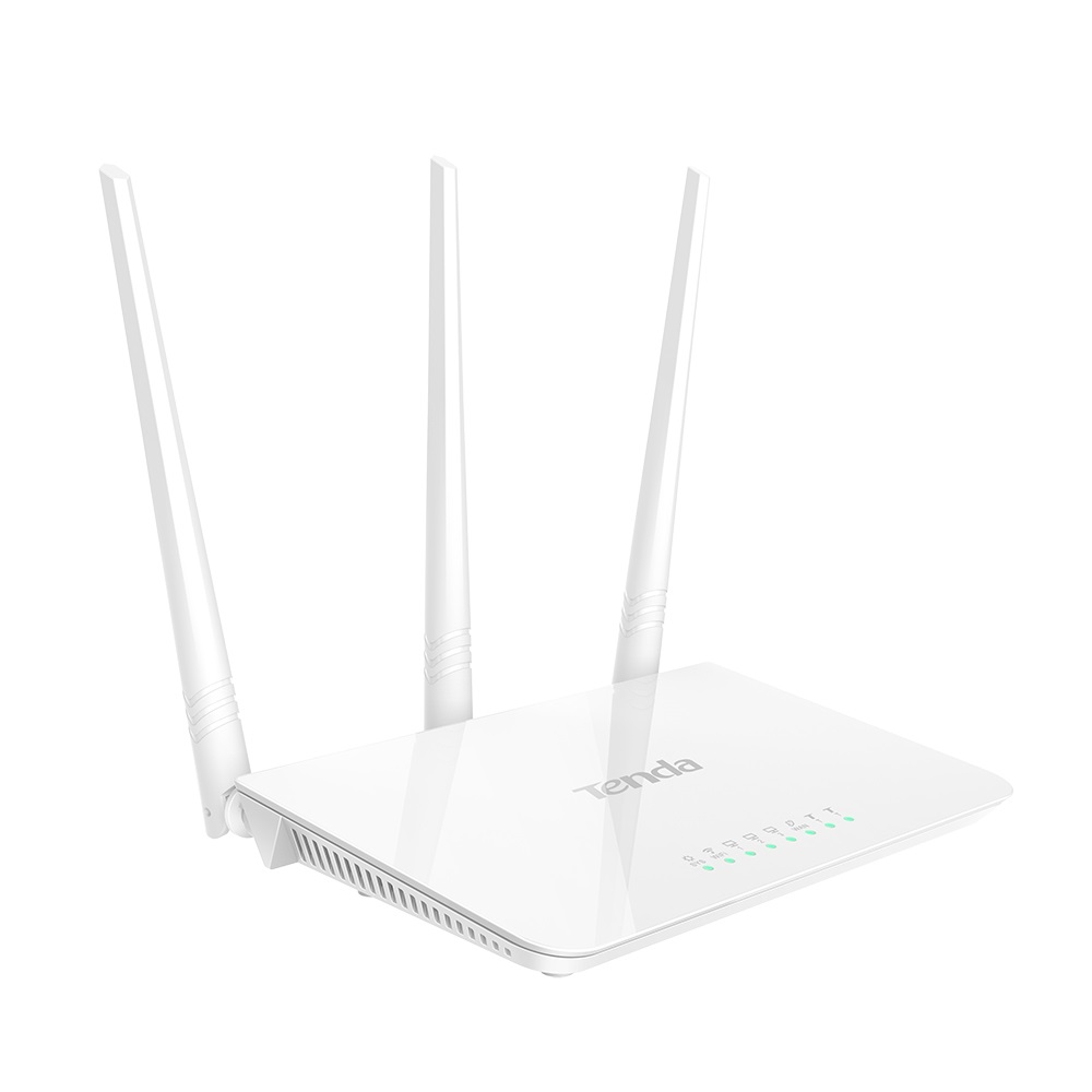 Tenda F3 Router Wireless 300 Mbps 2.4 GHz con 3 Antenne da 5 dBi, 3 Porte LAN e 1 Porta WAN - Bianco