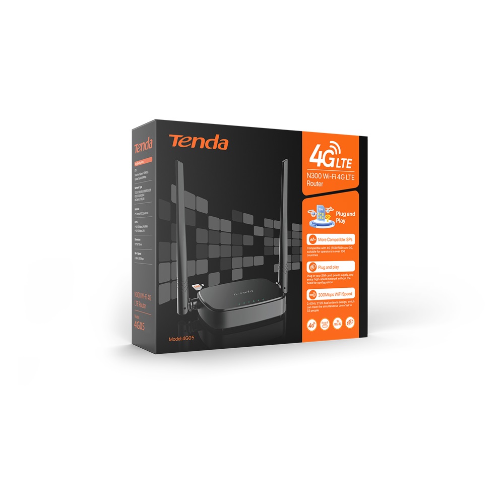 Tenda 4G05 Router Wi-Fi N300 4G LTE - Velocità fino a 150 Mbps su rete 4G e 300 Mbps su Wi-Fi (Banda singola 2.4 GHz) - Design compatto e facile configurazione - Nero