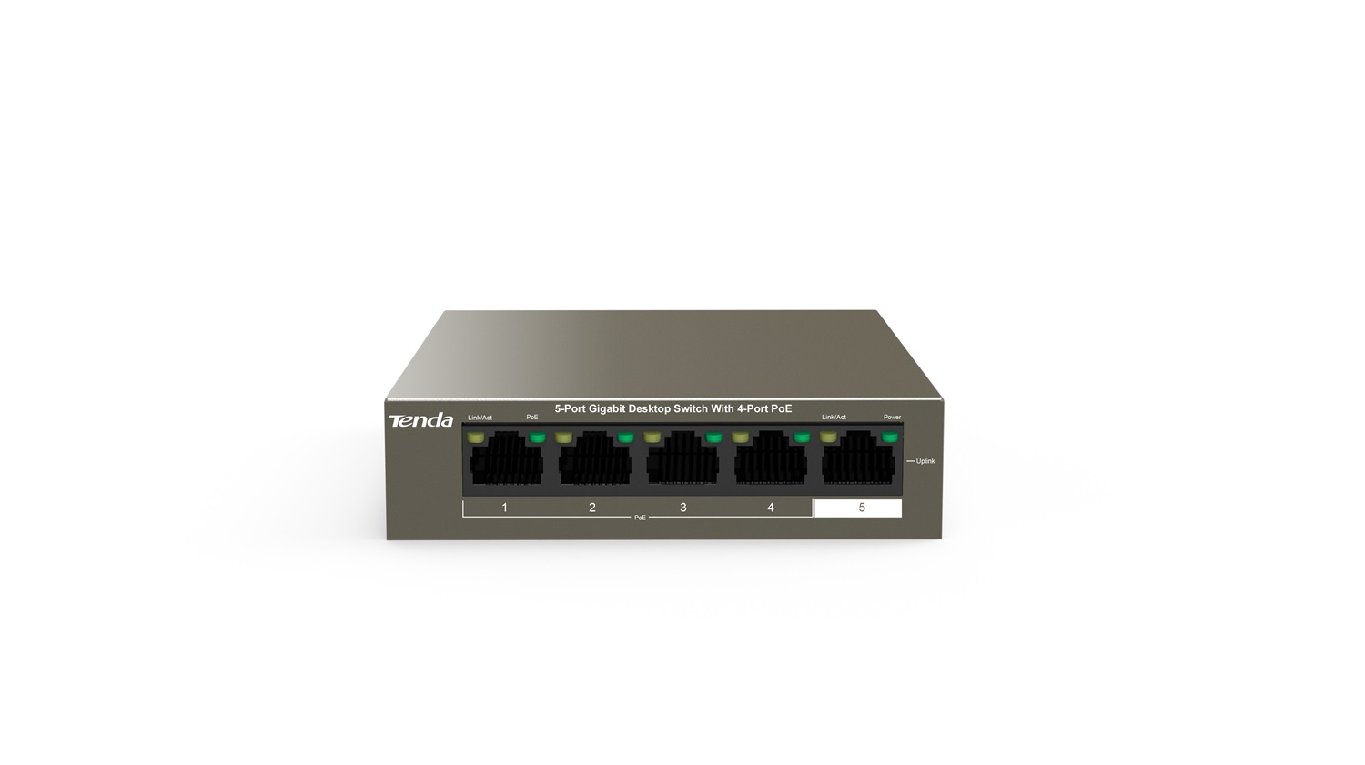 Tenda TEG1105P-4-63W Switch di rete Gigabit 5 Porte 10/100/1000 Mbps con 4 Porte PoE, Supporto Power over Ethernet (PoE), Design Desktop