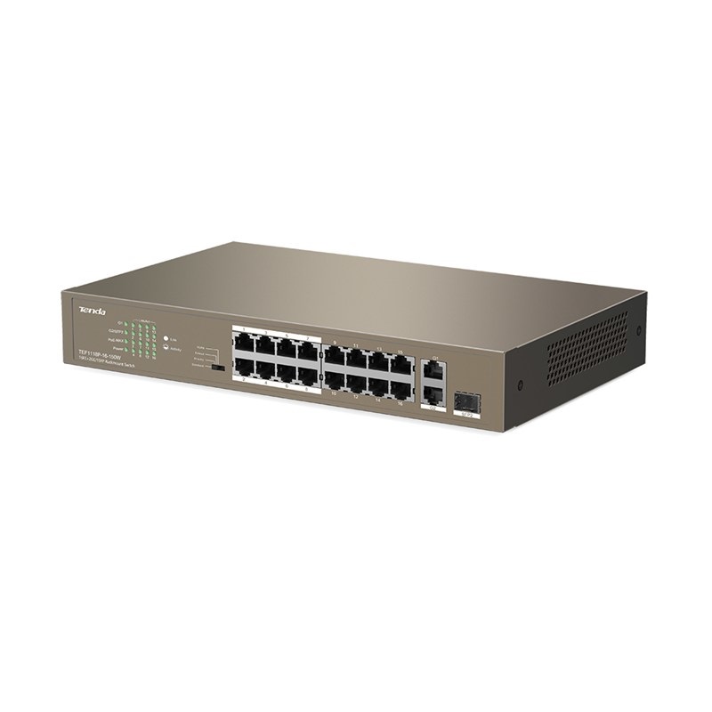 Tenda TEF1118P-16-150W Switch di rete Non gestito L2 16 Porte PoE 1 Gigabit 1 SFP