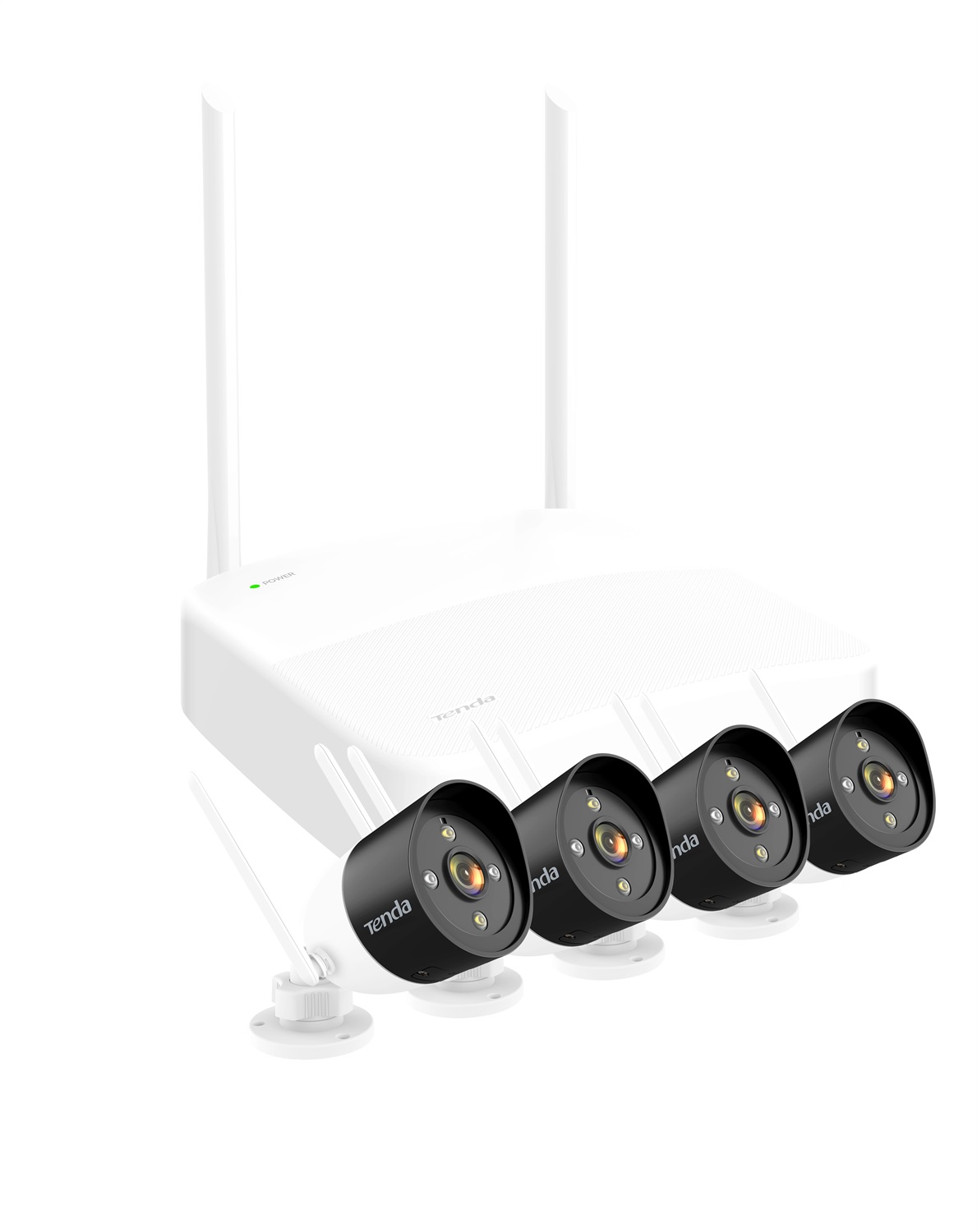 Tenda K4W-3TC Kit di Videosorveglianza HD Wireless con 4 Telecamere, NVR e Allarme, Rilevamento Movimento