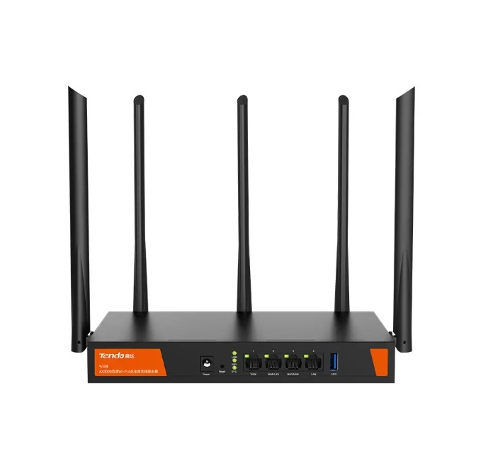 Tenda W30E Router Wi-Fi 6 Dual Band AX3000 - 256MB RAM, Gigabit Ethernet, Chassis in Metallo, Gestione Fino a 200 Client
