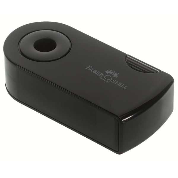 Faber-Castell Temperamatite Sleeve 182700 Manuale Nero - 2 Fori con Serbatoio e Meccanismo a Scorrimento