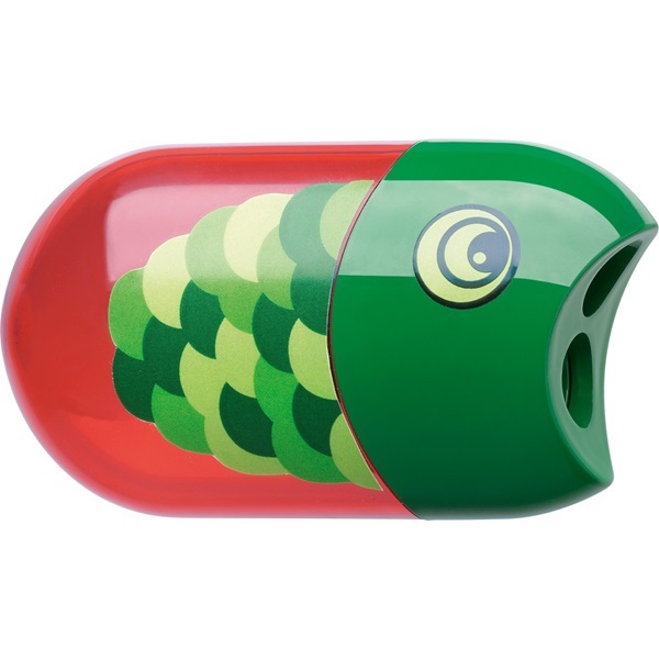 Faber-Castell Temperamatite Manuale 183522 Ergo Animals a 2 Fori con Gomma Incorporata - Design Coccinella, Pesce, Aquila