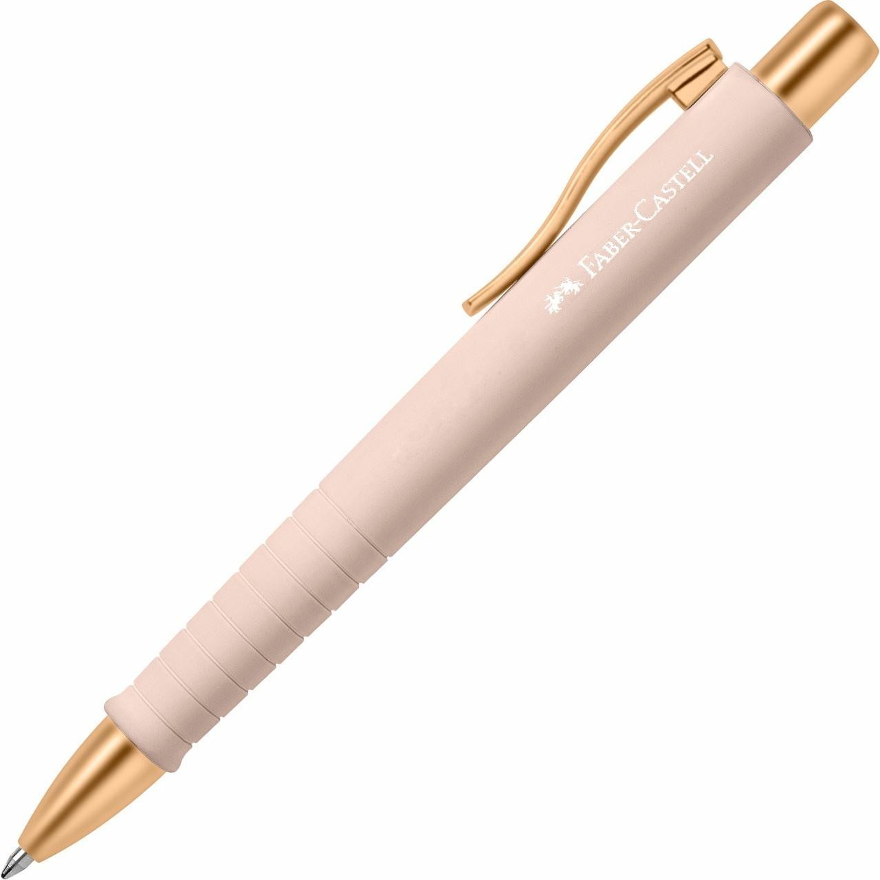 Faber-Castell Poly Ball Urban - Penna a sfera a scatto 0,7 mm, fusto pale rose, ergonomica con inchiostro blu