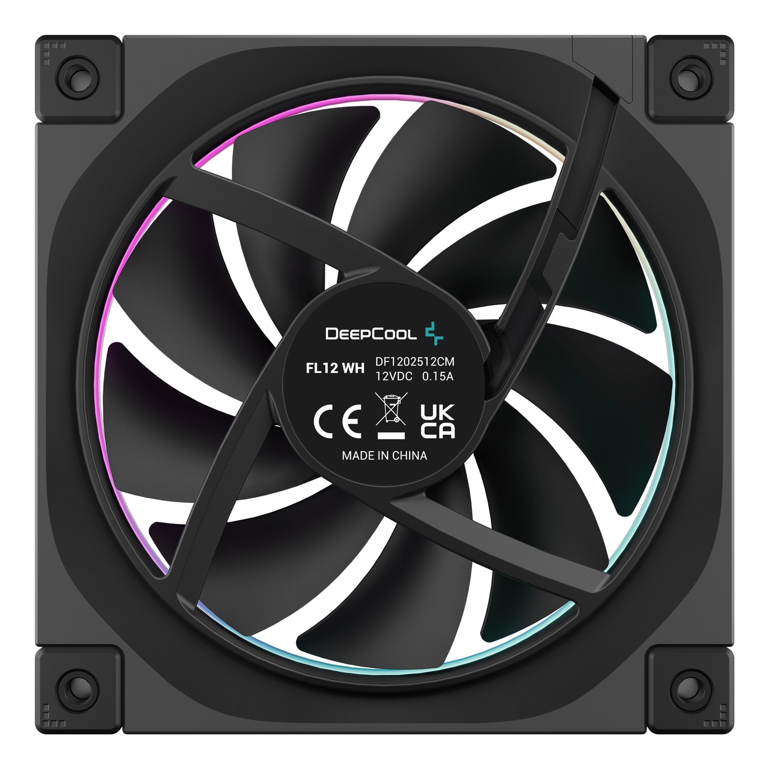 DeepCool FL12 Ventola 120mm RGB PWM - Basso Rumore, 2150 RPM, Design Nero