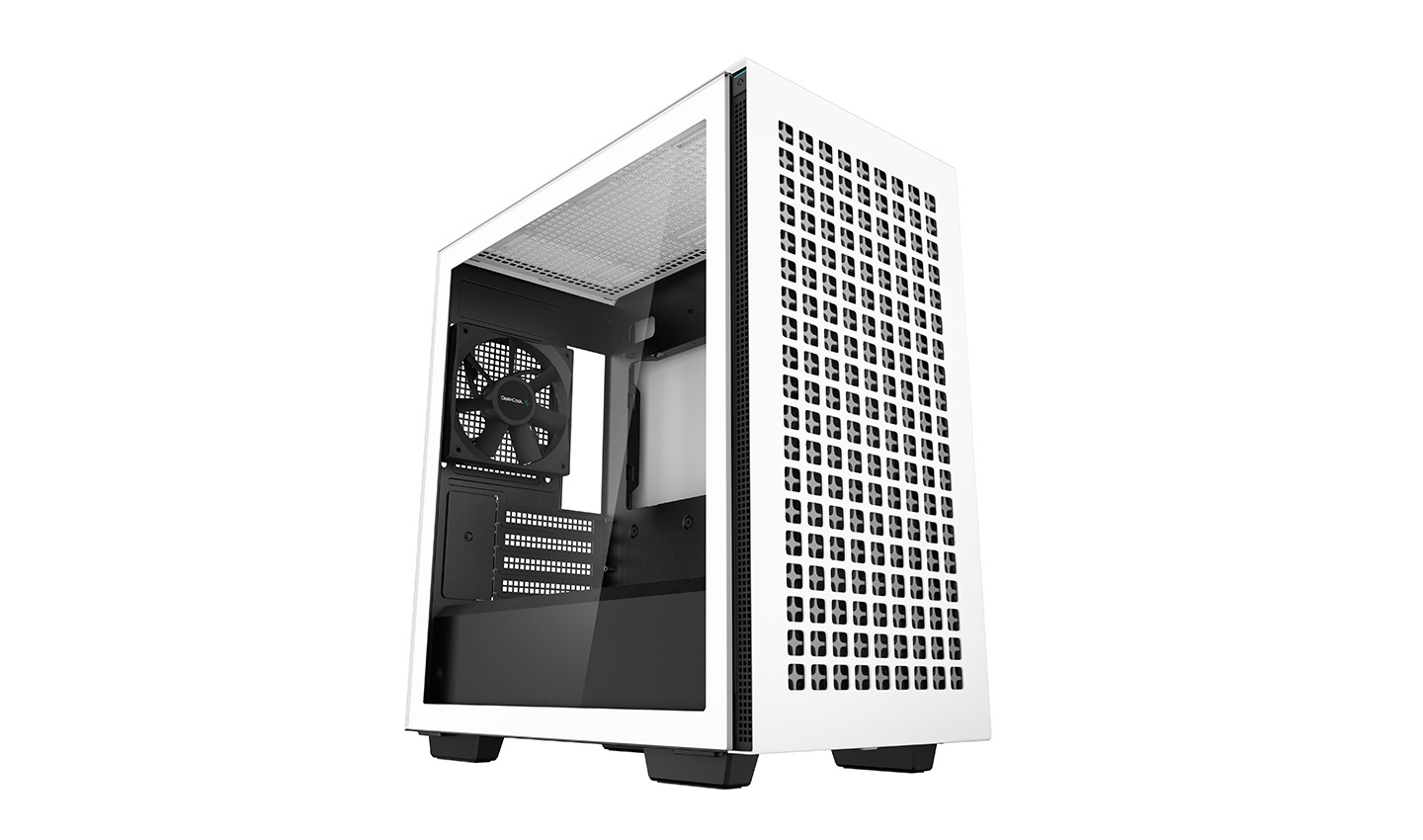 DeepCool CH370 WH Mini Tower Bianco - Case Micro-ATX con finestra in vetro temperato, 1 ventola da 120mm, supporto cuffie estraibile e pannelli frontali commutabili