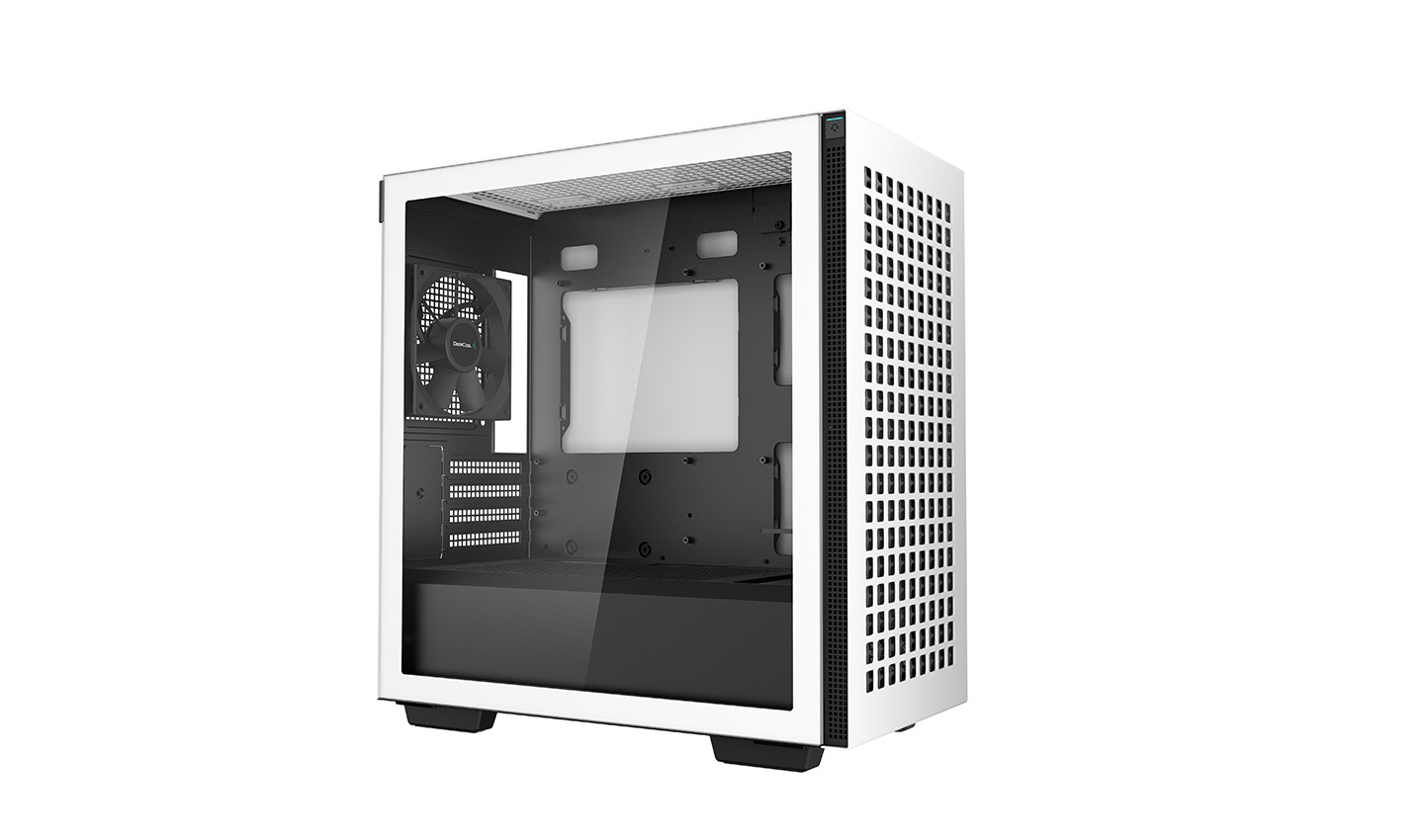 DeepCool CH370 WH Mini Tower Bianco - Case Micro-ATX con finestra in vetro temperato, 1 ventola da 120mm, supporto cuffie estraibile e pannelli frontali commutabili