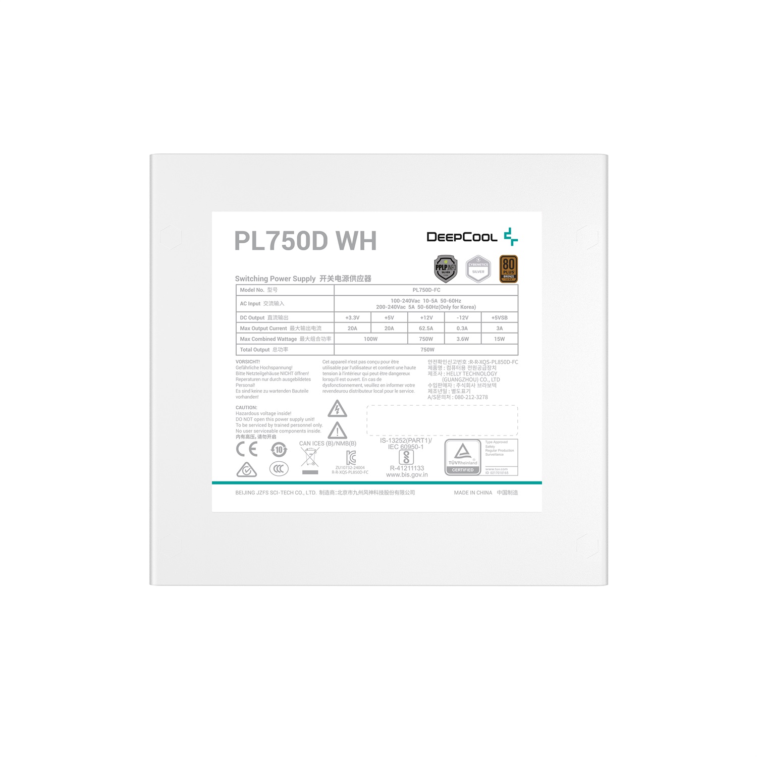 DeepCool PL750D WH Alimentatore per Computer 750 W 20 4 pin ATX Bianco
