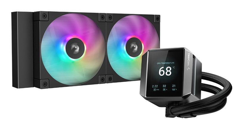 DeepCool MYSTIQUE 240 ARGB Raffreddatore di liquidi AIO 240mm con Ventilatori da 12 cm e Schermo TFT LCD da 2,8'' - Nero
