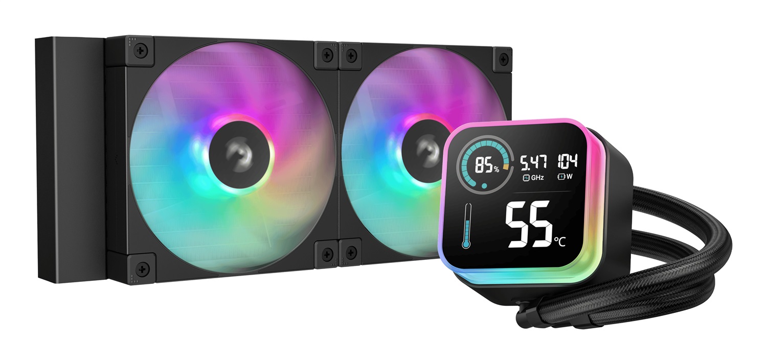 DeepCool LQ240 Kit di Raffreddamento a Liquido 240 mm con Display LCD ARGB e Ventole FD12 ARGB - Nero