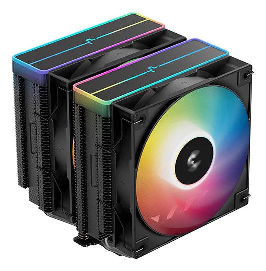DeepCool AG620 BK ARGB V2 - Dissipatore per CPU a doppia torre, Nero, con illuminazione ARGB