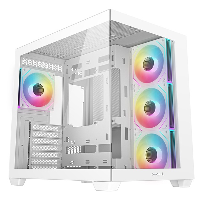 DeepCool CG530 4F WH Midi Tower Bianco - Case ATX/ITX/micro ATX con 4 Ventole PWM ARGB e Vetro Temperato