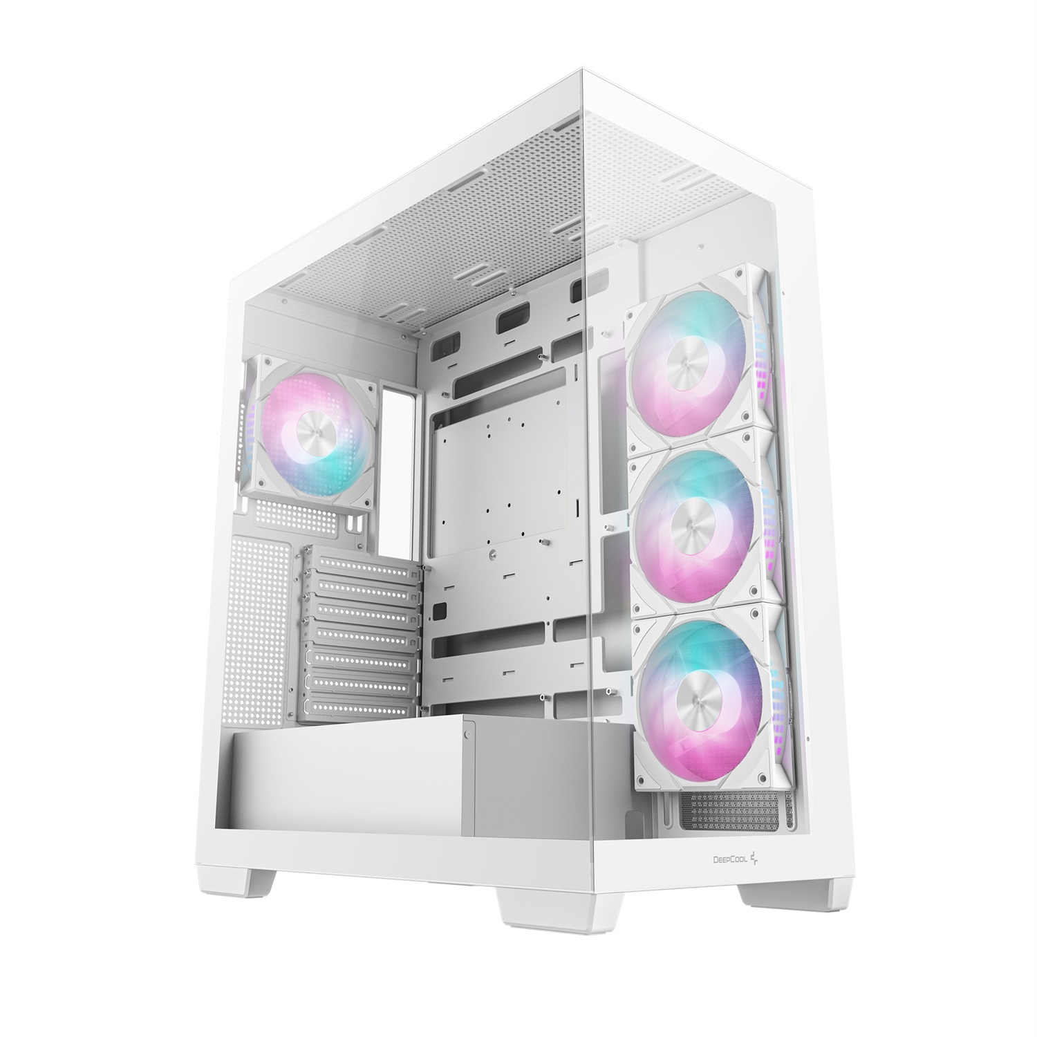 DeepCool CG580 4F WH Midi Tower Bianco - Case PC ATX/ITX/micro ATX con 4 Ventole ARGB e Vetro Temperato