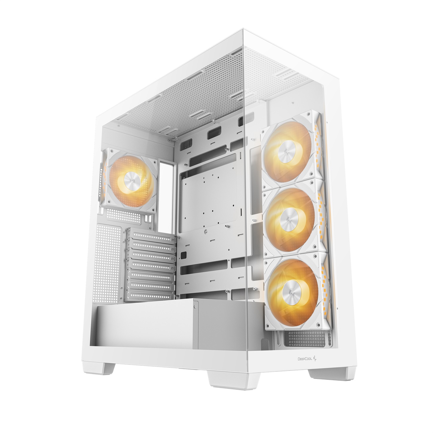 DeepCool CG580 4F WH Midi Tower Bianco - Case PC ATX/ITX/micro ATX con 4 Ventole ARGB e Vetro Temperato