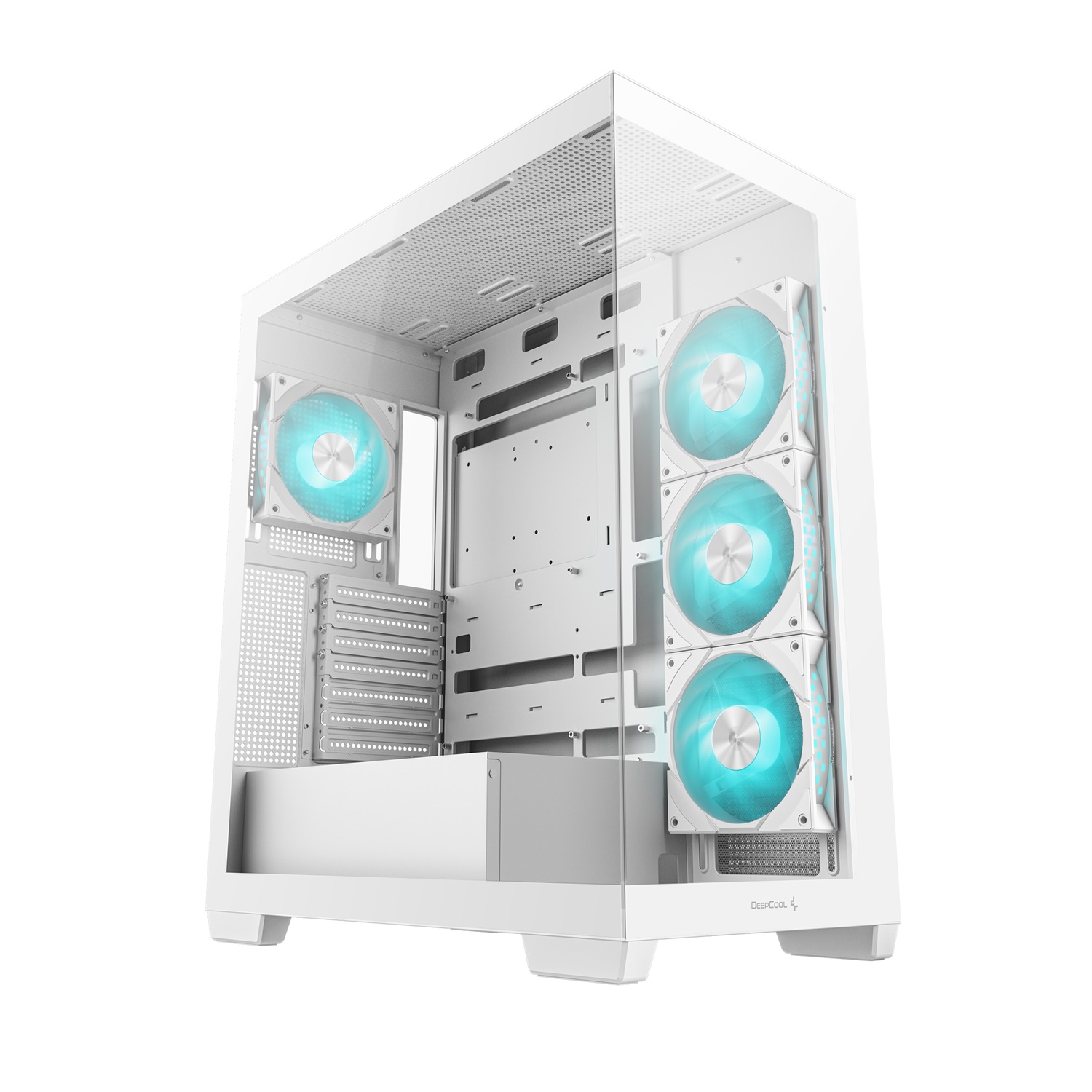 DeepCool CG580 4F WH Midi Tower Bianco - Case PC ATX/ITX/micro ATX con 4 Ventole ARGB e Vetro Temperato