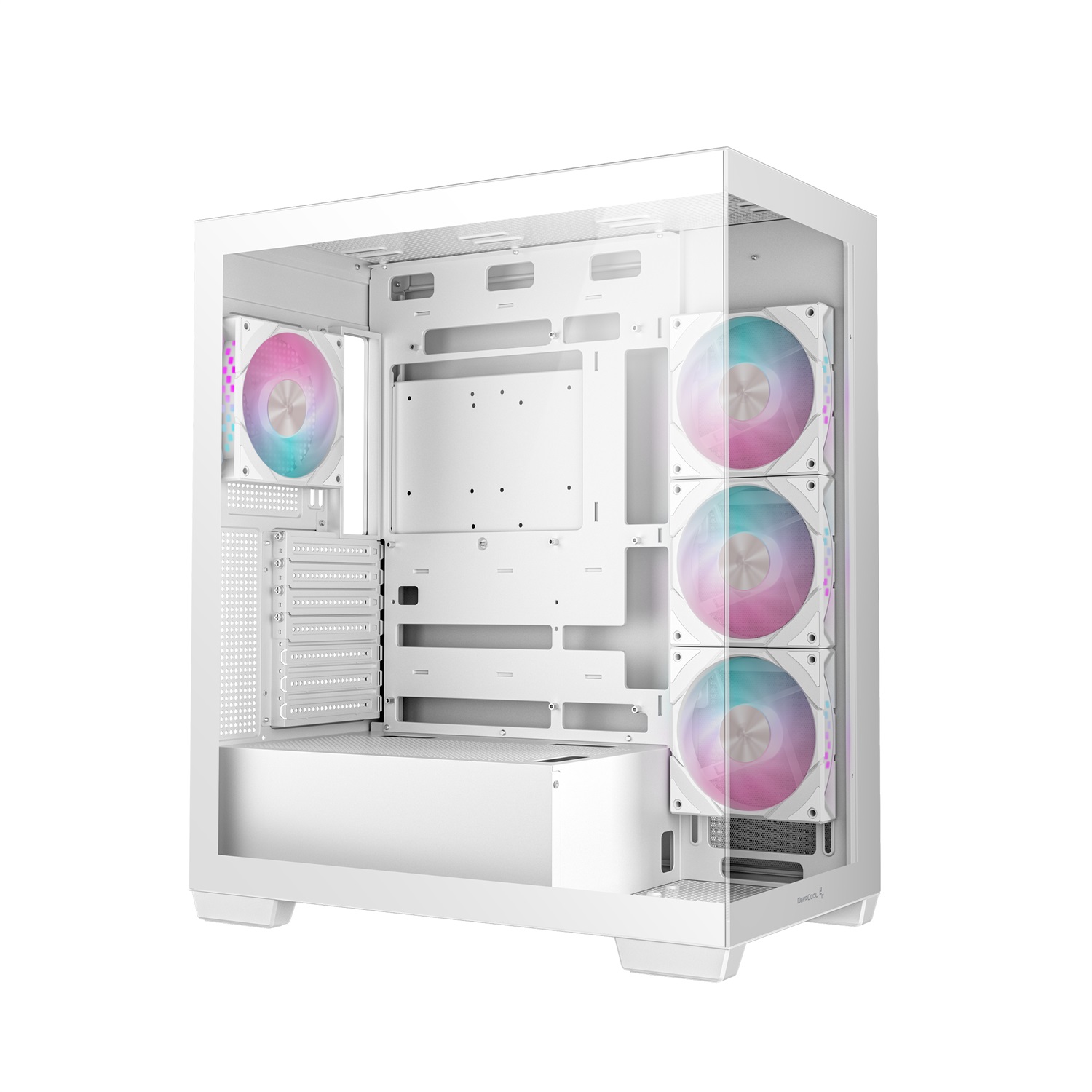 DeepCool CG580 4F WH Midi Tower Bianco - Case PC ATX/ITX/micro ATX con 4 Ventole ARGB e Vetro Temperato