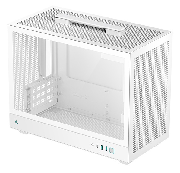 DeepCool CH160 PLUS WH - Case Small Form Factor Bianco per Micro ATX e Mini-ITX con Vetro Temperato