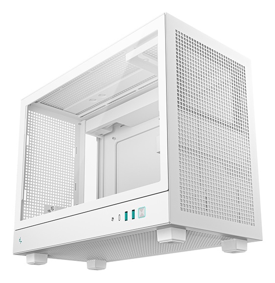 DeepCool CH160 PLUS WH - Case Small Form Factor Bianco per Micro ATX e Mini-ITX con Vetro Temperato