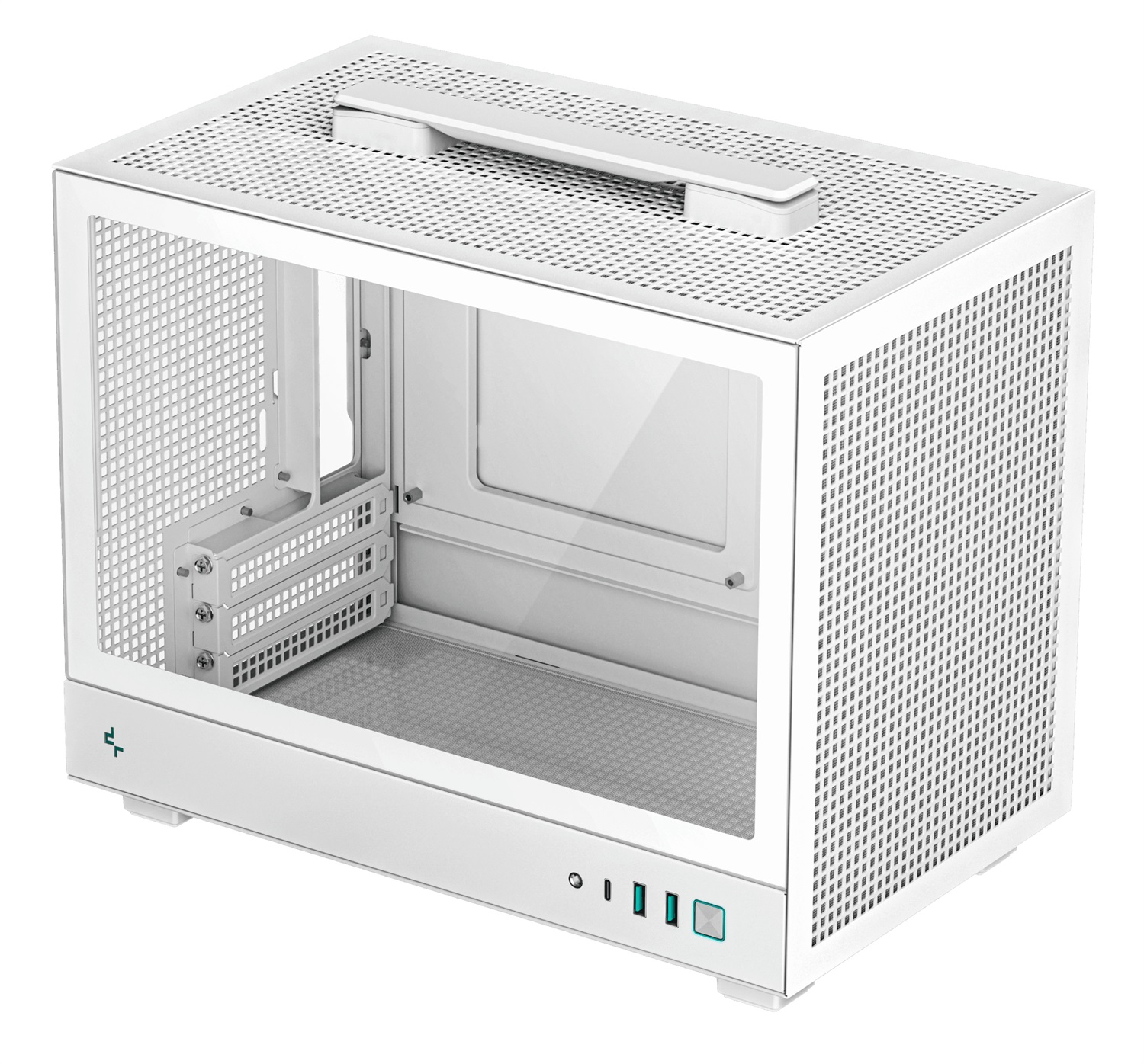 DeepCool CH160 WH Case Mini Tower Small Form Factor (SFF) Bianco con Vetro Temperato, Mini-ITX, supporto per dissipatori fino a 172mm e schede video fino a 305mm