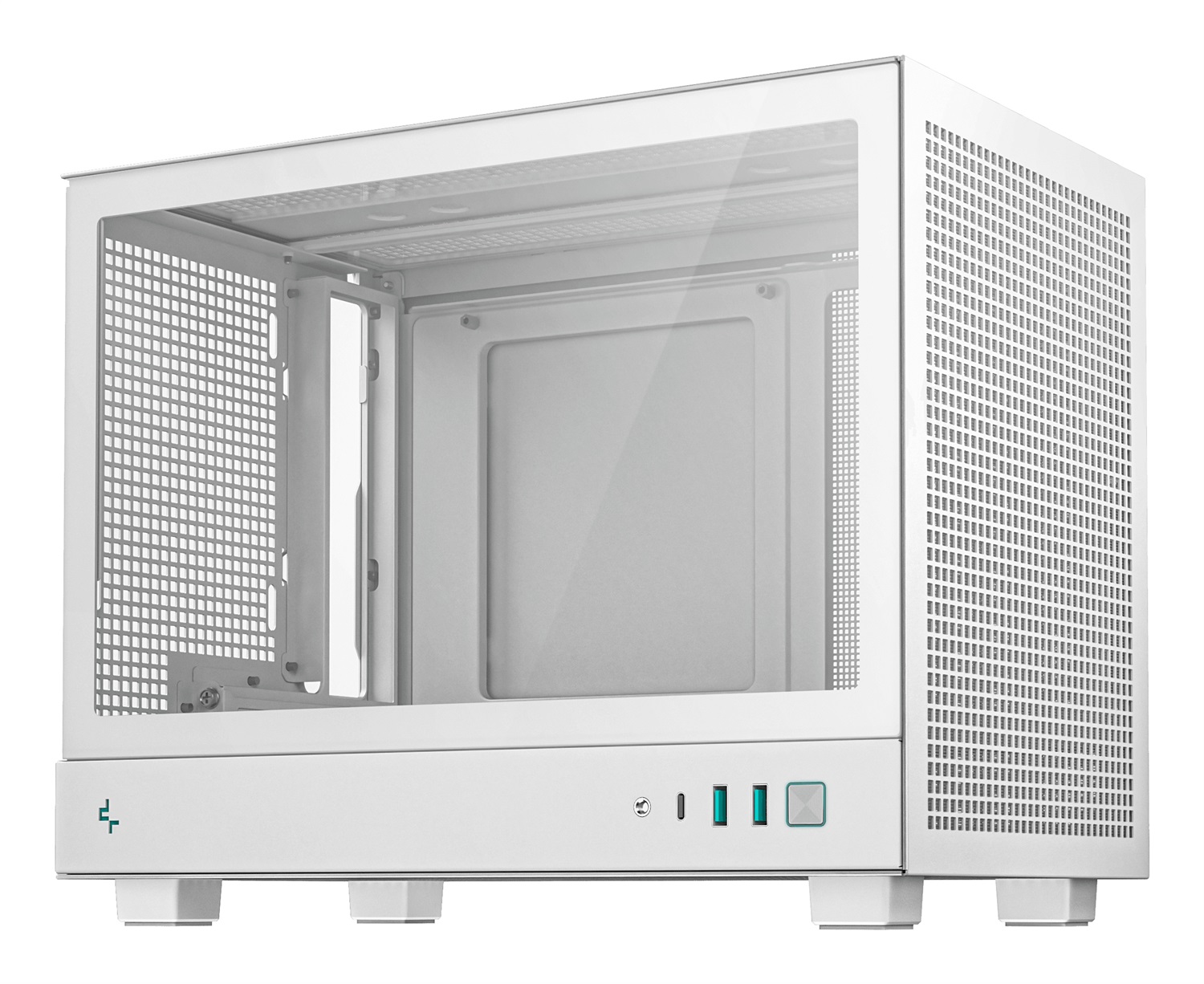 DeepCool CH160 WH Case Mini Tower Small Form Factor (SFF) Bianco con Vetro Temperato, Mini-ITX, supporto per dissipatori fino a 172mm e schede video fino a 305mm