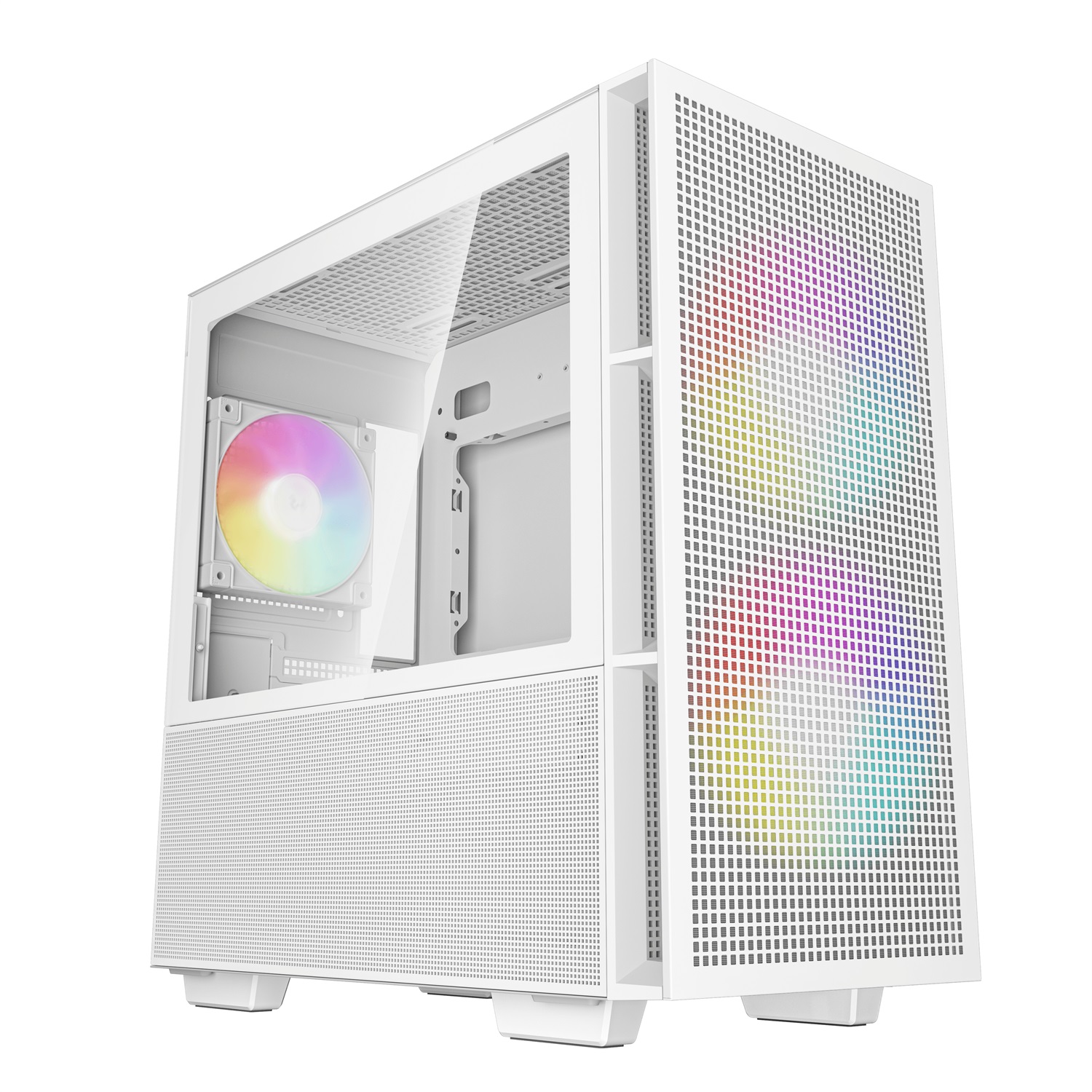 DeepCool CH360 Bianco - Case Mini Tower Micro ATX con 2 Ventole ARGB da 140 mm e Pannello in Vetro Temperato