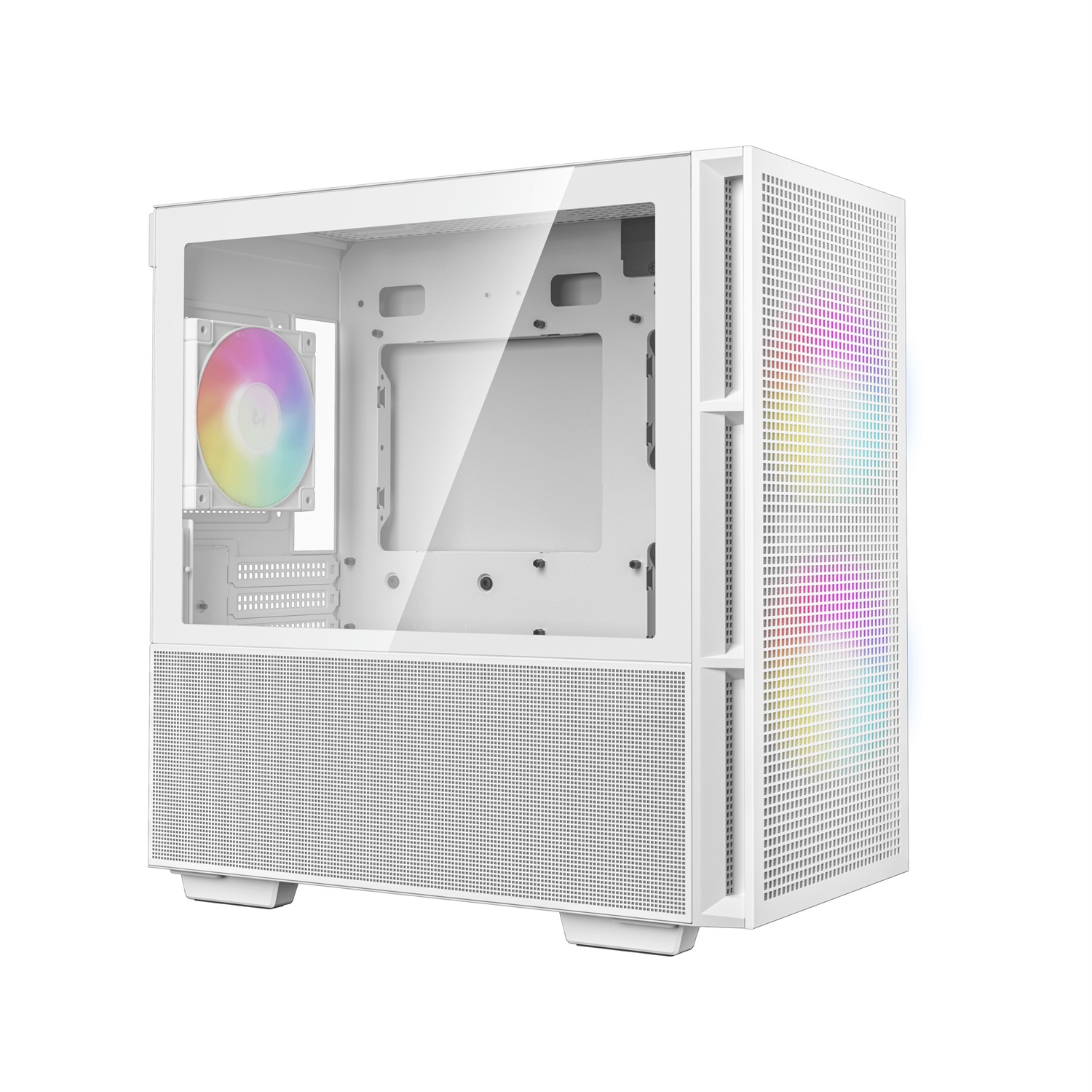 DeepCool CH360 Bianco - Case Mini Tower Micro ATX con 2 Ventole ARGB da 140 mm e Pannello in Vetro Temperato