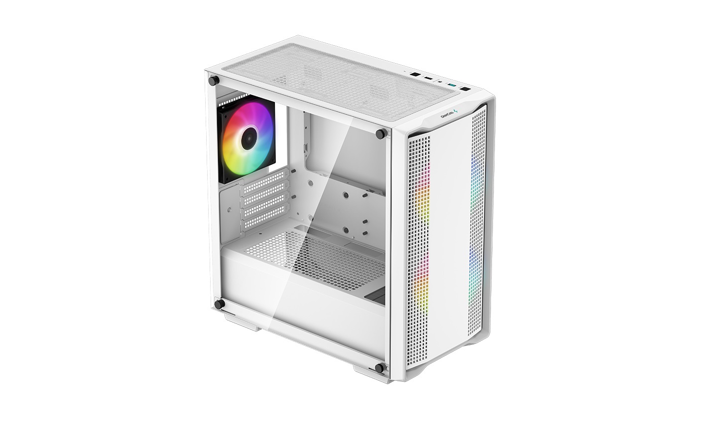 DeepCool CC360 WH ARGB Mini Tower Bianco - Supporto ATX/Micro-ATX/Mini-ITX, Vetro Temperato, Illuminazione ARGB
