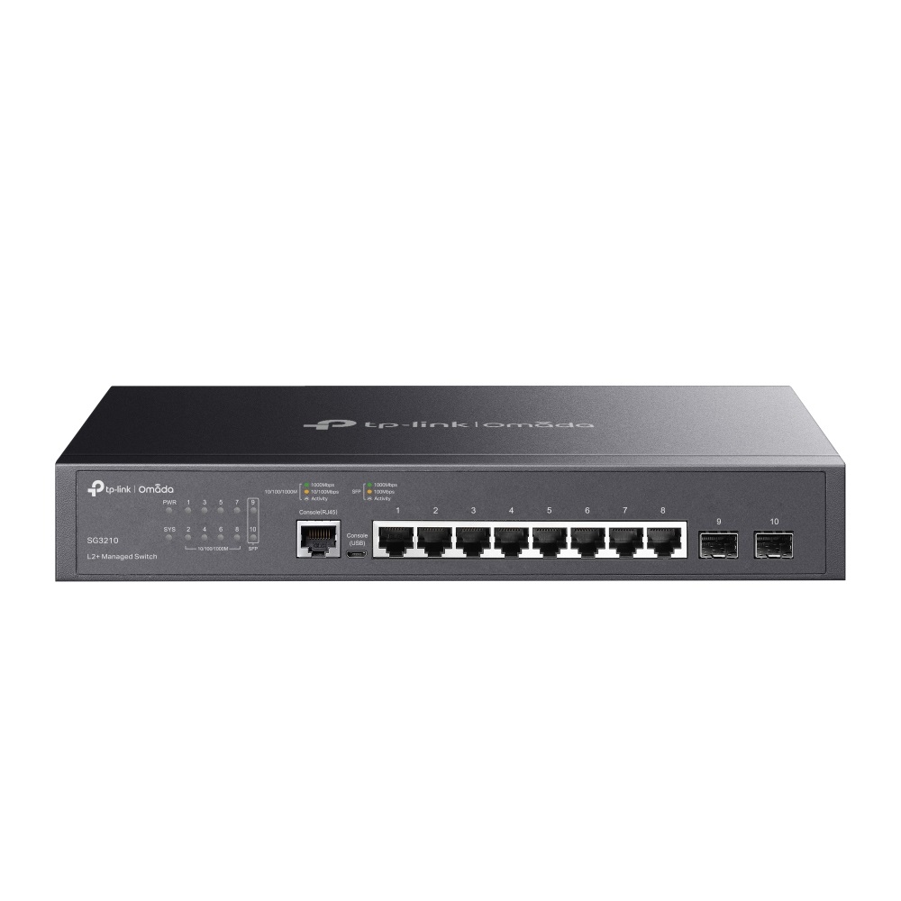 TP-Link Omada SG3210 Switch di Rete Gestito L2/L3 con 8 Porte Gigabit Ethernet e 2 Slot SFP