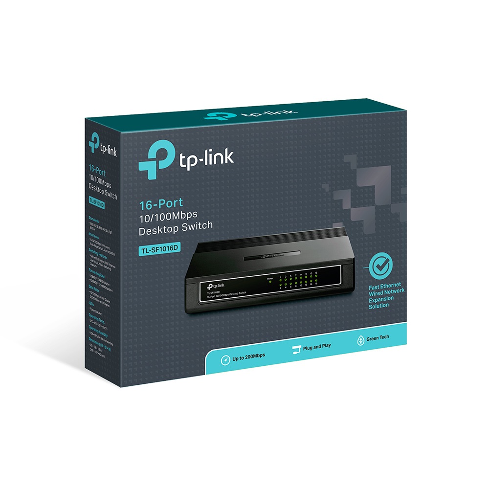 TP-Link TL-SF1016D Switch Desktop Non Gestito 16 Porte 10/100 Mbps Plug & Play Nero