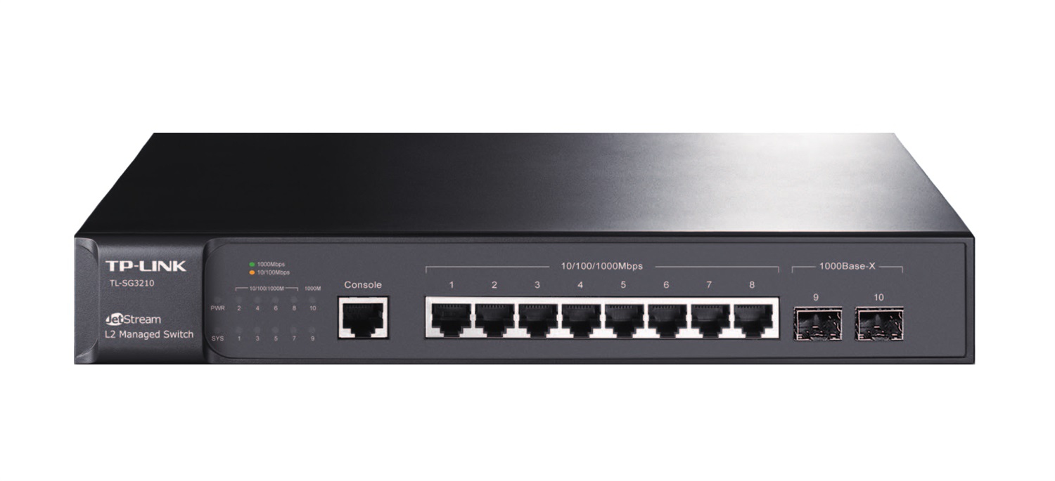 TP-Link TL-SG3210 Switch Gigabit Gestito L2 Lite 8 Porte JetStream con 2 Slot SFP Combo - Montaggio Rack 1U