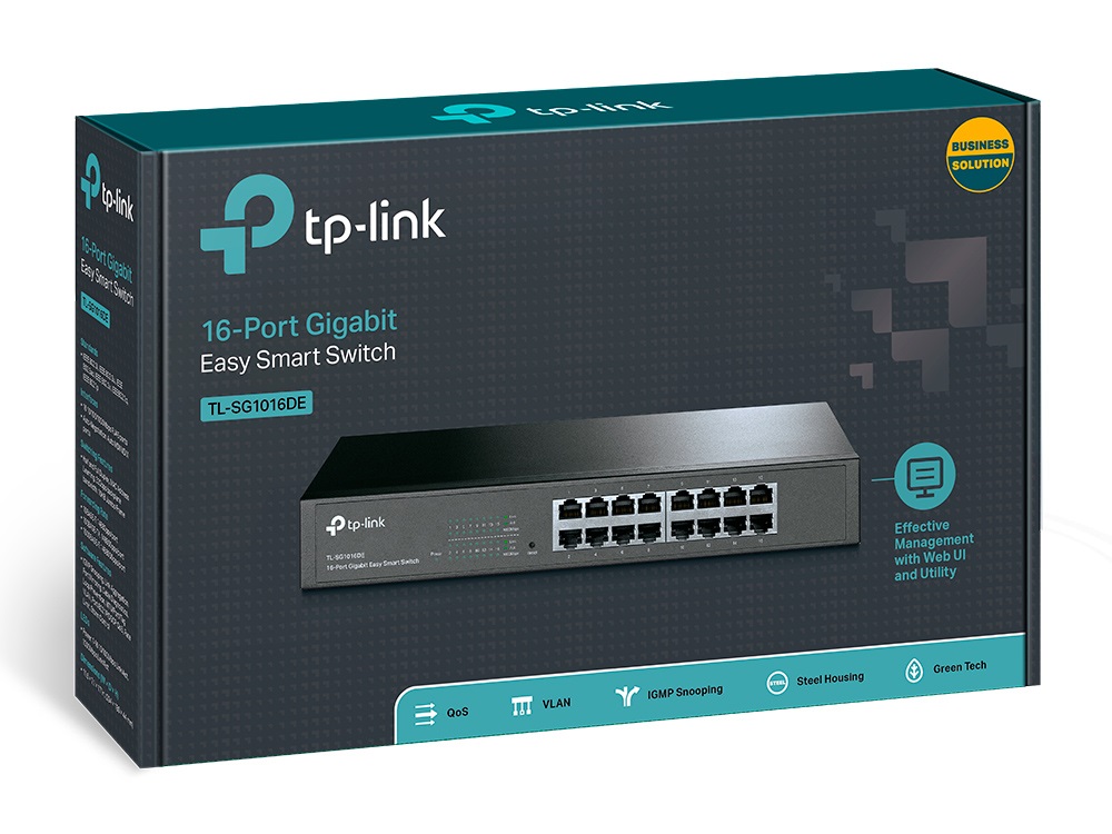 TP-Link TL-SG1016DE Switch Gestito L2 Gigabit Ethernet 16 Porte RJ-45 (10/100/1000) Rack 1U Nero