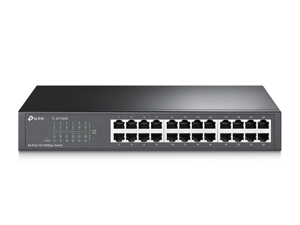 TP-Link TL-SF1024D Switch di rete Non gestito 24 Porte RJ45 Fast Ethernet (10/100) con Montaggio Rack e Tecnologia di Efficienza Energetica