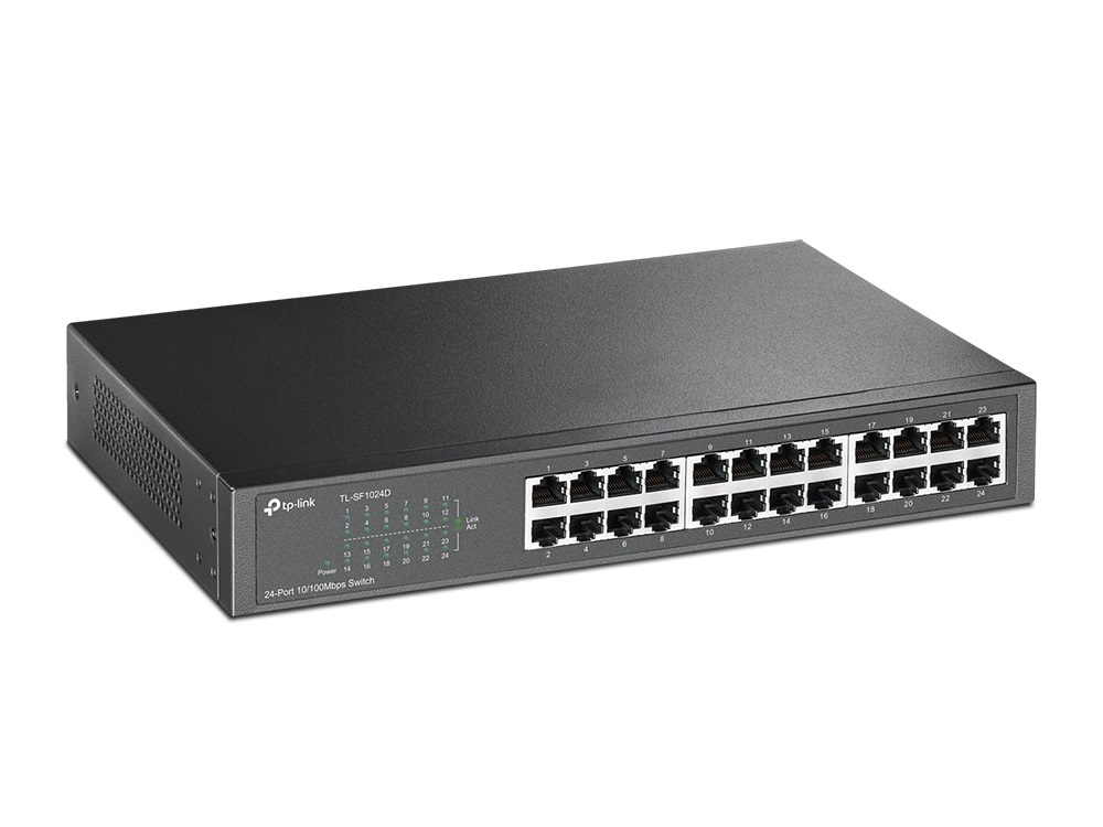 TP-Link TL-SF1024D Switch di rete Non gestito 24 Porte RJ45 Fast Ethernet (10/100) con Montaggio Rack e Tecnologia di Efficienza Energetica
