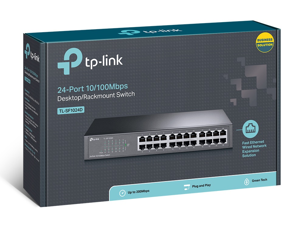TP-Link TL-SF1024D Switch di rete Non gestito 24 Porte RJ45 Fast Ethernet (10/100) con Montaggio Rack e Tecnologia di Efficienza Energetica