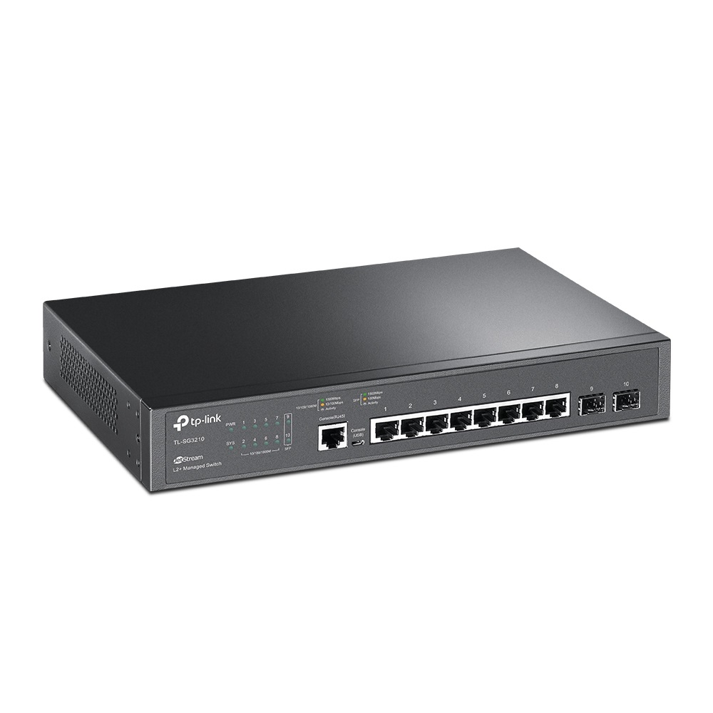 TP-Link JetStream TL-SG3210 Switch di Rete Gestito L2/L3 con 8 Porte Gigabit Ethernet (10/100/1000), Montaggio Rack, 1U