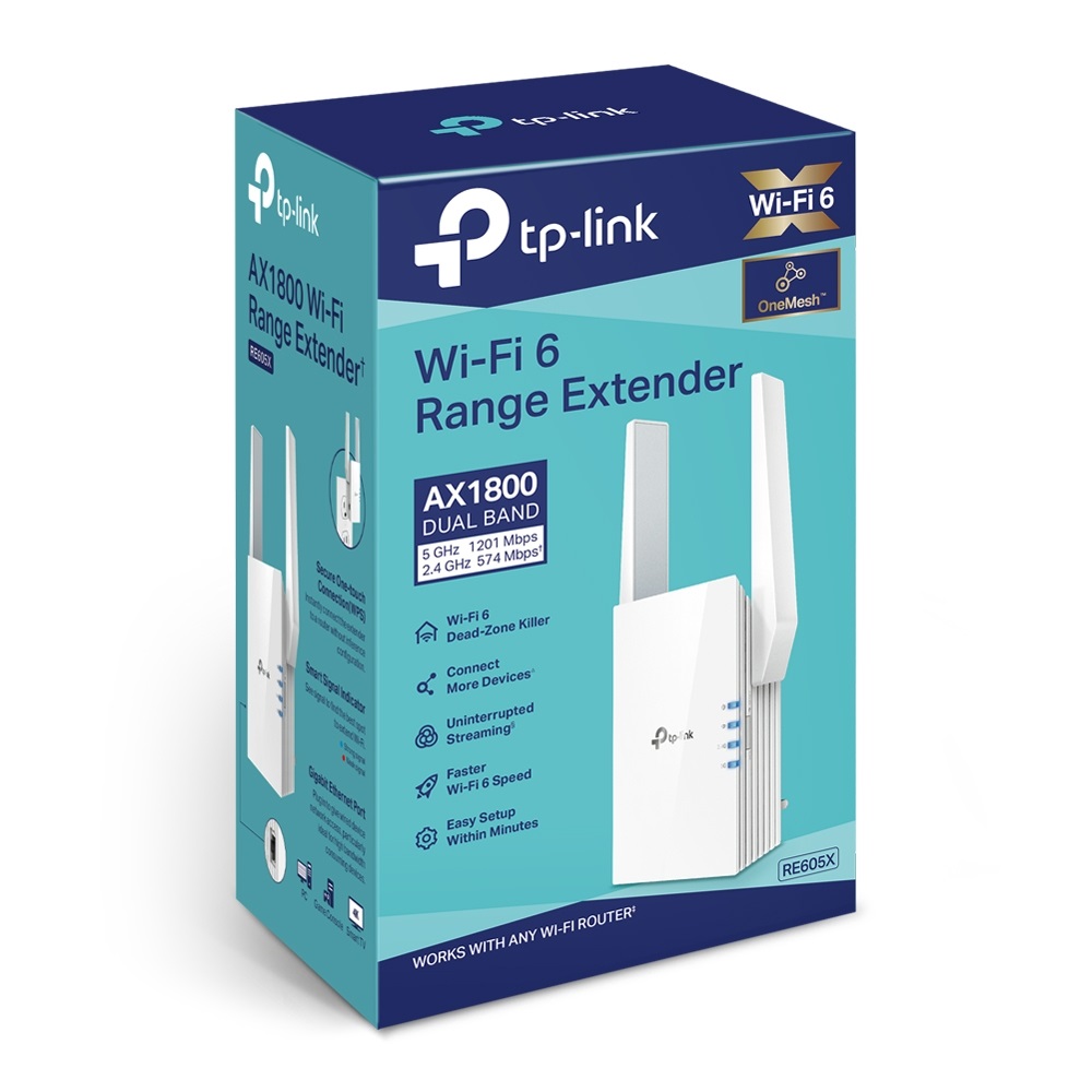 TP-Link RE605X Ripetitore Mesh WiFi 6 AX1800Mbps con 2 Antenne Esterne e 1 Porta Gigabit