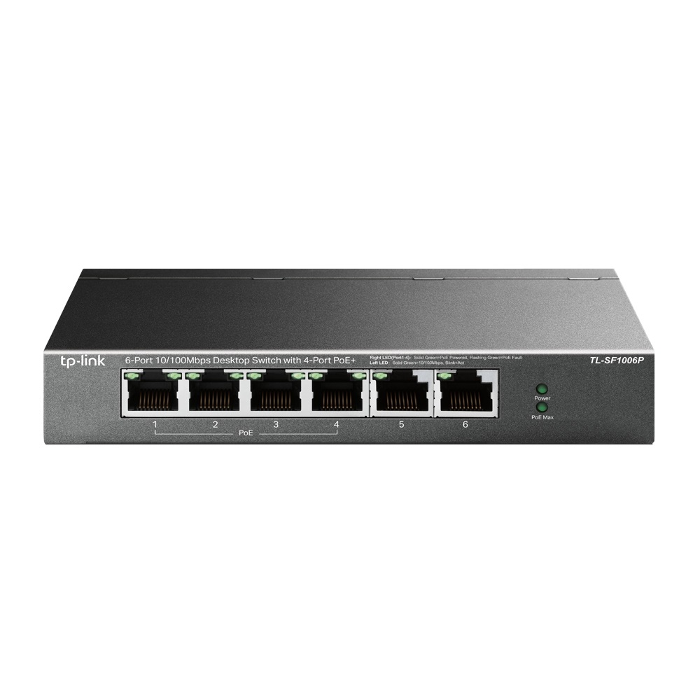 TP-Link TL-SF1006P Switch di Rete Non Gestito 6 Porte Fast Ethernet (10/100) con 4 Porte PoE Nero